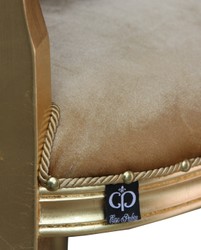 Casa Padrino Baroque Luxury Dining Room Locket Chair with Armrests Gold Velvet Fabric / Gold