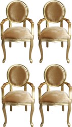 Casa Padrino Luxus Barock Esszimmer Set 4 Esszimmerstühle Medaillon Gold / Gold casa padrino luxus barock esszimmer set 4 massivholz samt esszimmerstühle küchenstühle medaillon esszimmer hotel restaurant möbel küchenmöbel