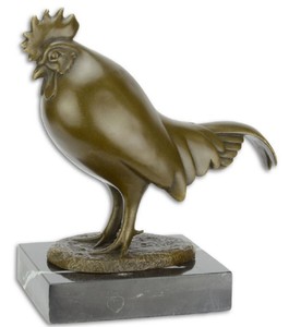 Casa Padrino Luxury Bronze Figure Rooster Bird Bronze / Black 11 x 19.4 x H. 21.3 cm - Living Room Decorative Sculpture