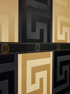 Versace Designer Barock Vliestapete Greek 935224 Schwarz / Gold - Bordüre - Design Tapete - Luxus Qualität