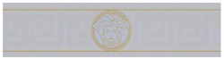Versace Papier Peint Non Tissé Baroque Design Grec 935225 Argent / Or - Bordure - Papier Peint Design - Qualité de Luxe