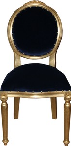 Casa Padrino Luxus Barock Esszimmer Set Medaillon Royalblau / Gold 50 x 52 x H. 99 cm - 6 handgefertigte Esszimmerstühle - Barockmöbel