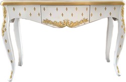 Casa Padrino Barock Konsole Weiß Gold mit Schublade Konsolentisch Tisch Antik Stil Lilie Möbel Interior Console Baroque Casa Padrino Barock Konsole Weiß Gold mit Schublade Konsolentisch Tisch Antik Stil Lilie Möbel Interior Console Baroque