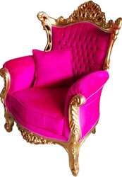 Casa Padrino Baroque Fauteuil Al Capone Rose / Or avec Strass Bling Bling - Édition Limitée