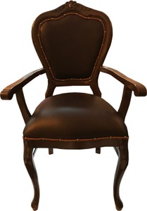 Casa Padrino Chaise de Luxe en Cuir Véritable Baroque Marron / Marron avec Accoudoirs - Mobilier fait à la main avec cuir véritable Casa Padrino Chaise de Luxe en Cuir Véritable Baroque Marron / Marron avec Accoudoirs - Mobilier fait à la main avec cuir véritable