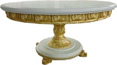 Casa Padrino Barock Luxus Esstisch Weiß Gold mit Glasplatte Glas Baroque Rund Round Table White Gold ANtik ANtique Stil Style Hotel Möbel Furniture Casa Padrino Barock Luxus Esstisch Weiß Gold mit Glasplatte Glas Baroque Rund Round Table White Gold ANtik ANtique Stil Style Hotel Möbel Furniture