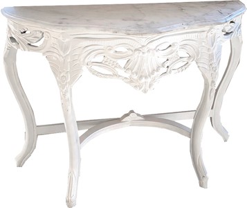 Casa Padrino Barock Konsole Weiß mit Weißer Marmorplatte Marmor White Console Baroque Antique Style ANtik Konsolentisch Möbel Furniture Casa Padrino Barock Konsole Weiß mit Weißer Marmorplatte Marmor White Console Baroque Antique Style ANtik Konsolentisch Möbel Furniture