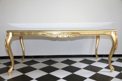 Tavolo da pranzo di lusso barocco Casa Padrino Oro 200 cm x 100 cm - Tavolo da pranzo - Made in Italy - Collezione Luxury Tavolo da pranzo di lusso barocco Casa Padrino Oro 200 cm x 100 cm - Tavolo da pranzo - Made in Italy - Collezione Luxury