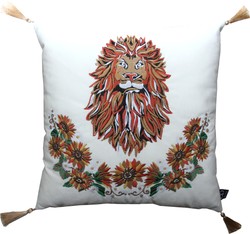 Almohada decorativa de lujo Casa Padrino con borlas león blanco crema / oro 45 x 45 cm - tejido de terciopelo más fino - calidad de lujo Almohada decorativa de lujo Casa Padrino con borlas león blanco crema / oro 45 x 45 cm - tejido de terciopelo más fino - calidad de lujo