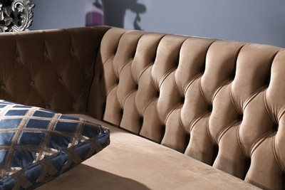 Casa Padrino Luxus Barock Chesterfield Sofa Beige / Silber 250 x 92 x H. 85 cm - Barockmöbel