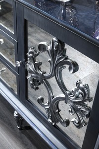 Casa Padrino Luxus Barock Wohnzimmer Set Grau / Blau / Silber - Kommode und 3 Spiegel - Barock Wohnzimmermöbel