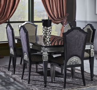 Casa Padrino set da pranzo barocco di lusso - Tavolo da Pranzo e 6 Sedie da Pranzo - Mobili da Sala da Pranzo in Stile Barocco