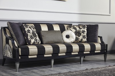 Casa Padrino Divano Barocco di Lusso Nero / Oro / Argento 244 x 95 x H. 88 cm - Mobili da Soggiorno in Stile Barocco Casa Padrino Divano Barocco di Lusso Nero / Oro / Argento 244 x 95 x H. 88 cm - Mobili da Soggiorno in Stile Barocco