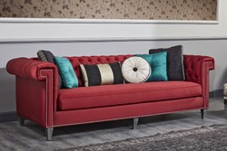 Casa Padrino Luxus Barock Chesterfield Sofa Prestige Rot / Silber casa padrino luxus barock chesterfield sofa couch wohnzimmer hotel restaurant club bar büro möbel wohnzimmermöbel