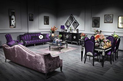 Casa Padrino set da salotto e salle à manger barocco di lusso viola / nero / argento - Mobili Barocchi Casa Padrino set da salotto e salle à manger barocco di lusso viola / nero / argento - Mobili Barocchi