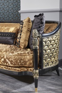 Casa Padrino Luxus Barock Chesterfield Sofa Gold / Schwarz 231 x 94 x H. 83 cm - Barock Wohnzimmermöbel