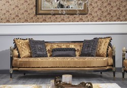 Casa Padrino Luxury Baroque Chesterfield Sofa Gold / Black 231 x 94 x H. 83 cm - Baroque Living Room Furniture