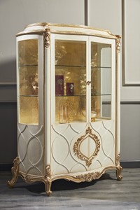 Casa Padrino Luxus Barock Vitrinenschrank Rio Weiß / Antik Gold casa padrino luxus barock massivholz glas schrank vitrinenschrank wohnzimmerschrank hotel wohnzimmer restaurant club bar büro möbel