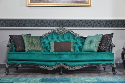 Casa Padrino Divano Chesterfield Barocco di Lusso Verde / Nero / Oro 240 x 88 x H. 105 cm - Mobili per Soggiorno in Stile Barocco Casa Padrino Divano Chesterfield Barocco di Lusso Verde / Nero / Oro 240 x 88 x H. 105 cm - Mobili per Soggiorno in Stile Barocco