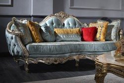 Casa Padrino sofá barroco de lujo turquesa / plata / oro 310 x 99 x H. 113 cm - Suntuoso Sofá de Sala de Estar Chesterfield en Estilo Barroco Casa Padrino sofá barroco de lujo turquesa / plata / oro 310 x 99 x H. 113 cm - Suntuoso Sofá de Sala de Estar Chesterfield en Estilo Barroco
