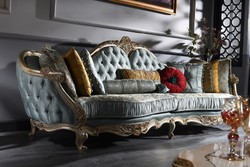 Casa Padrino sofá barroco de lujo turquesa / plata / oro 310 x 99 x H. 113 cm - Suntuoso Sofá de Sala de Estar Chesterfield en Estilo Barroco Casa Padrino sofá barroco de lujo turquesa / plata / oro 310 x 99 x H. 113 cm - Suntuoso Sofá de Sala de Estar Chesterfield en Estilo Barroco
