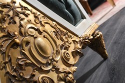 Casa Padrino Canapé Baroque de Luxe Turquoise / Blanc / Or 256 x 89 x H. 90 cm - Somptueux Canapé Chesterfield de Style Baroque