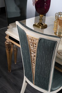 Casa Padrino Luxus Barock Esszimmer Set Türkis / Weiß / Gold - 1 Esstisch und 4 Esszimmerstühle - Barock Esszimmermöbel