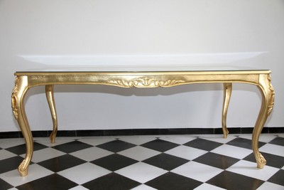 Table de salle à manger de luxe Casa Padrino Baroque doré, 240 cm x 100 cm - Table de salle à manger - Fabriquée en Italie - Collection Luxury