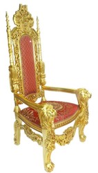 Casa Padrino Baroque Throne Armchair Lion Red / Gold 70 x 60 x H. 180 cm - Sumptuous Giant Armchair - Royal Armchair - Wedding Armchair - Baroque Furniture