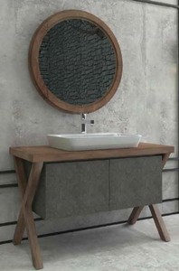 Casa Padrino Luxury Bathroom Set Dark Brown / Dark Gray - 1 Vanity Unit with 2 Doors and 1 Sink and 1 Wall Mirror - Luxury Collection