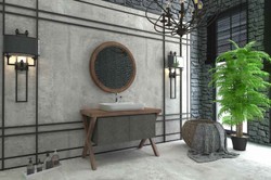 Casa Padrino Luxury Bathroom Set Dark Brown / Dark Gray - 1 Vanity Unit with 2 Doors and 1 Sink and 1 Wall Mirror - Luxury Collection