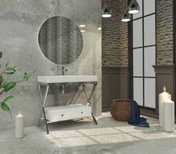 Casa Padrino Set da Bagno di Lusso Argento / Bianco - 1 Armadio del Lavandino con Cassetto e 1 Lavabo e 1 Specchio a Muro LED - Qualità di Lusso