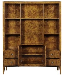 Casa Padrino cabinet à livres de luxe avec 2 portes et 4 tiroirs marron clair 150 x 35 x H. 190 cm - Placard de Bureau - Placard de Salon - Qualité de Luxe