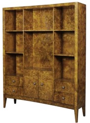 Casa Padrino cabinet à livres de luxe avec 2 portes et 4 tiroirs marron clair 150 x 35 x H. 190 cm - Placard de Bureau - Placard de Salon - Qualité de Luxe