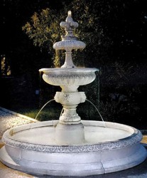 Casa Padrino Fontaine Baroque Blanc Ø 240 x H. 220 cm - Magnifique Fontaine Baroque - Décoration de Jardin