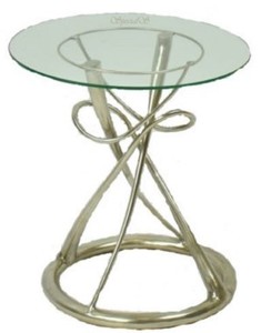 Casa Padrino table à manger design argent Ø 71 x H. 70 cm - Table de Salle à Manger Ronde avec Plateau en Verre - Qualité de Luxe