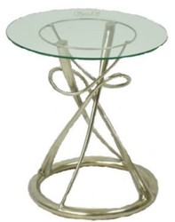 Casa Padrino mesa de comedor de diseño plata Ø 71 x H. 70 cm - Mesa de Comedor Redonda con Tapa de Vidrio - Calidad de Lujo