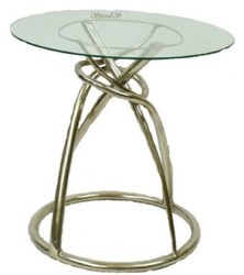 Casa Padrino mesa de comedor de diseño plata Ø 71 x H. 70 cm - Mesa de Comedor Redonda con Tapa de Vidrio - Calidad de Lujo