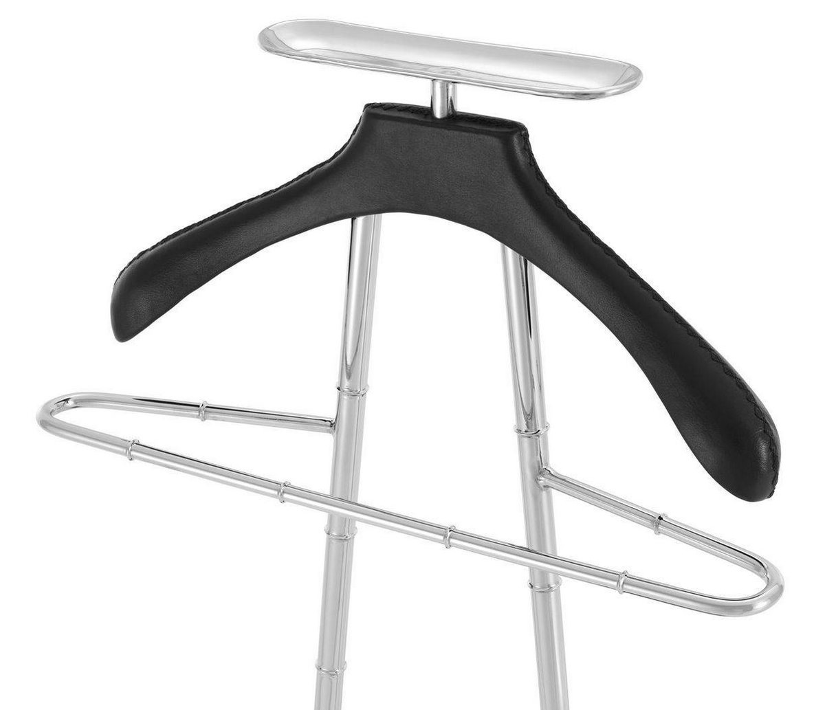Casa Padrino Luxury Dressboy Silver / Black 50.5 x 31 x H. 117 cm - Clothes Rack Coat Rack Suit Stand Mute Servant Gentleman - Luxury Accessories