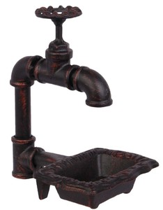Casa Padrino porte-savon en fonte dans l'optique de la robinet d'eau noir / rouge 13,5 x 17,3 x H. 20,7 cm - Accessoires Déco