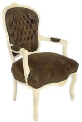 Casa Padrino Baroque Salon Chair Set Brown / Cream 60 x 50 x H. 93 cm - 6 Handmade Salon Chairs with Leather Look - Baroque Furniture Casa Padrino Baroque Salon Chair Set Brown / Cream 60 x 50 x H. 93 cm - 6 Handmade Salon Chairs with Leather Look - Baroque Furniture