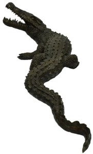 Casa Padrino Luxus Bronzefigur Krokodil Bronzefarben 180 x 90 x H. 65 cm - Luxus Bronze Skulptur - Dekofigur - Luxus Qualität