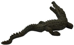 Casa Padrino figura de bronce de lujo cocodrilo bronce 180 x 90 x H. 65 cm - Escultura de Bronce de Lujo - Estatuilla Decorada - Calidad de Lujo
