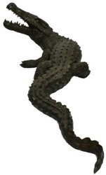Casa Padrino figura de bronce de lujo cocodrilo bronce 180 x 90 x H. 65 cm - Escultura de Bronce de Lujo - Estatuilla Decorada - Calidad de Lujo