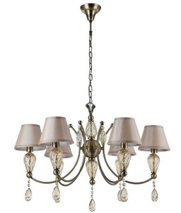 Casa Padrino Lustre Cristal Baroque Bronze Antique / Champagne / Gris Ø 80 x H. 55 cm - Splendide Lustre de Style Baroque