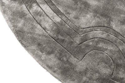 Casa Padrino Luxus Viskose Teppich Grau Ø 280 cm - Handgewebter runder Wohnzimmer Teppich - Luxus Qualität
