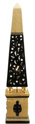 Casa Padrino lámpara de pie de lujo obelisco negro / oro 22 x 22 x H. 105 cm - Lámpara de Pie de Cerámica Pintada a Mano con Cristal de Swarovski - Lámpara de Lujo