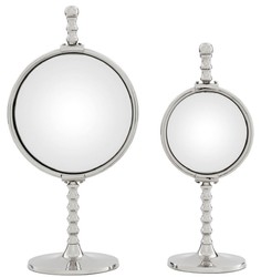 Casa Padrino Luxury Mirror Set Silver - 2 Table Mirrors with Convex Mirror Glass - Deco Accessories