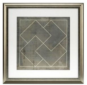 Casa Padrino Blaupausen Set geometrische Formen Grau / Gold 57 x H. 57 cm - Luxus Bilder mit Holzrahmen - Wanddeko