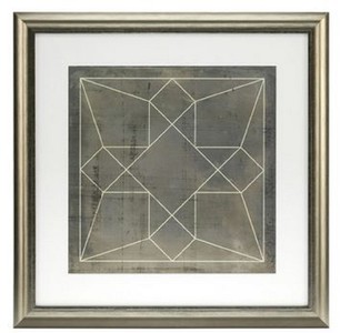 Casa Padrino Blaupausen Set geometrische Formen Grau / Gold 57 x H. 57 cm - Luxus Bilder mit Holzrahmen - Wanddeko